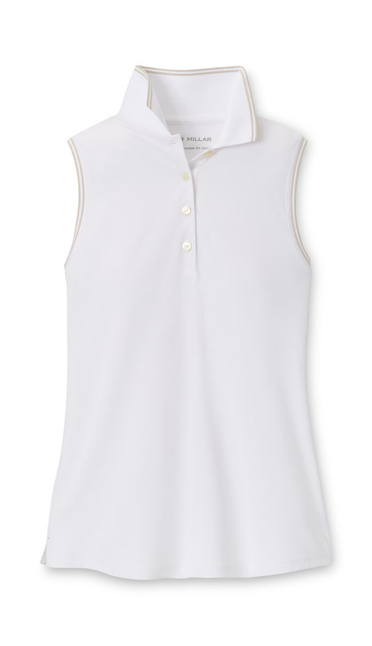 LADIES CANTERBURY TIPPED SPORT MESH SLEEVELESS POLO